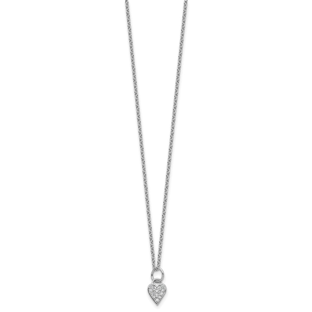 Cheryl M Sterling Silver Rhodium-plated Polished CZ Heart with 2 Inch Extension Necklace