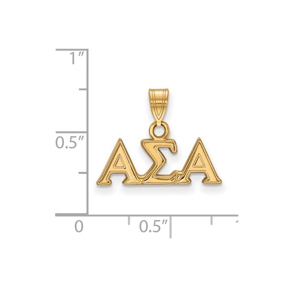 Sterling Silver w/ 14K Yellow Gold-Plated Official Licensed Greek Sororities Alpha Sigma Alpha (???) Small Pendant