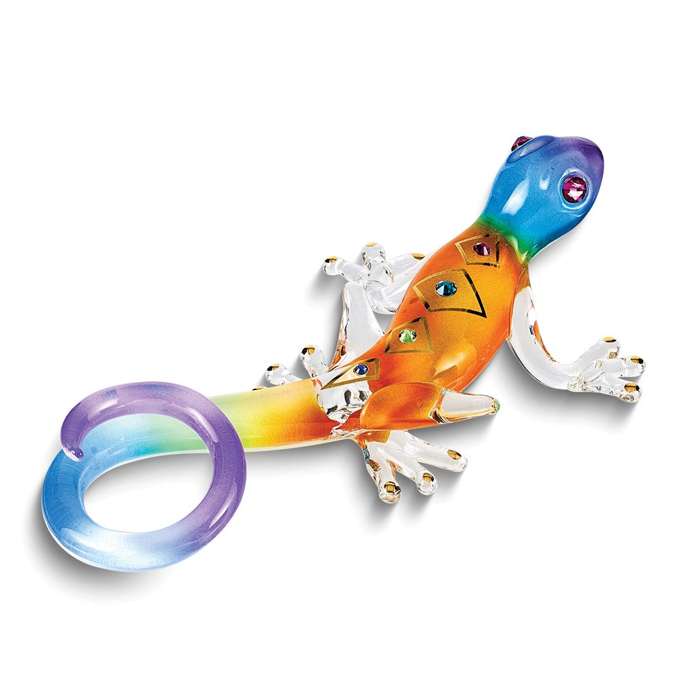 Glass Baron Desert Diamond Gecko Handcrafted Glass Figurine QGM15142