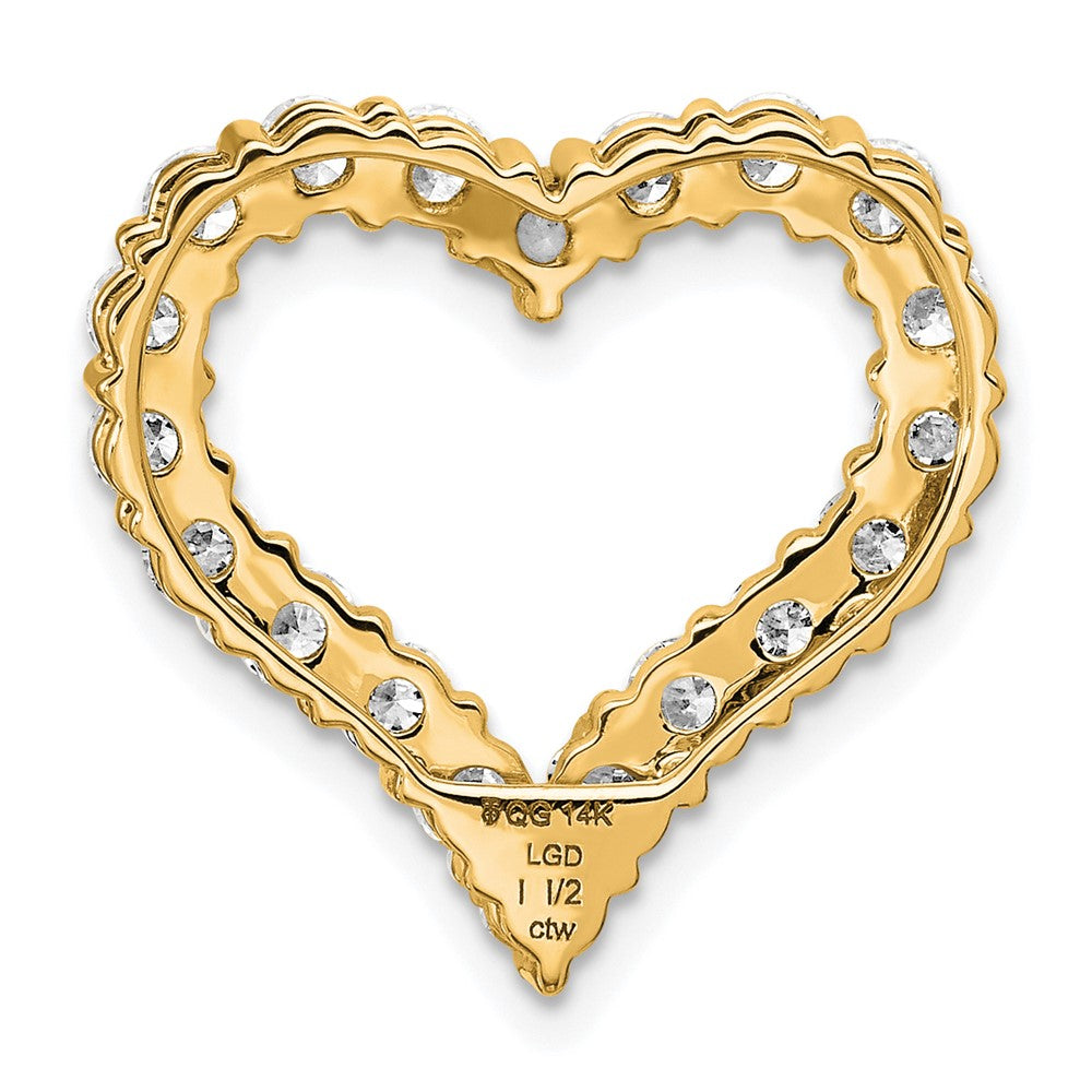 14k 1 1/2 carat Lab Grown Diamond VS/SI+ G+ Heart Chain Slide Pendant