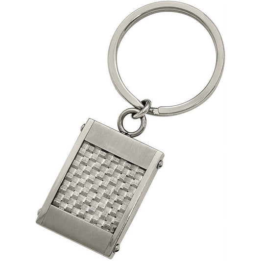 Primal Steel Stainless Steel Brushed and Polished Grey Carbon Fiber Inlay Key Chain