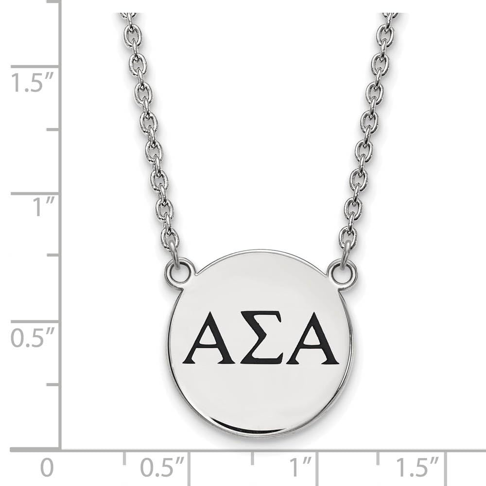 LogoArt Sterling Silver Alpha Sigma Alpha Small Enameled Pendant Necklace With 18 Inch