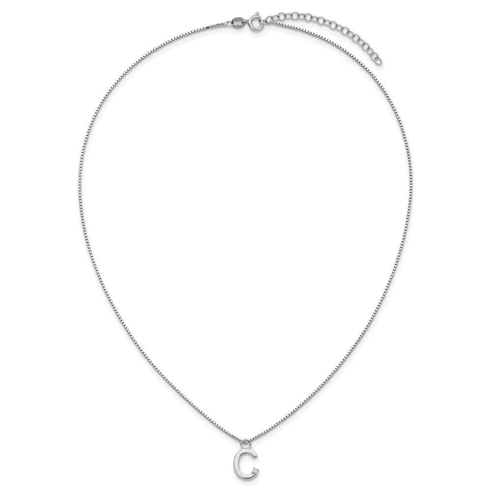 White Ice Sterling Silver Rhodium-plated 18inch Diamond Letter C Initial Necklace plus 2 inch Extender 18 Inches