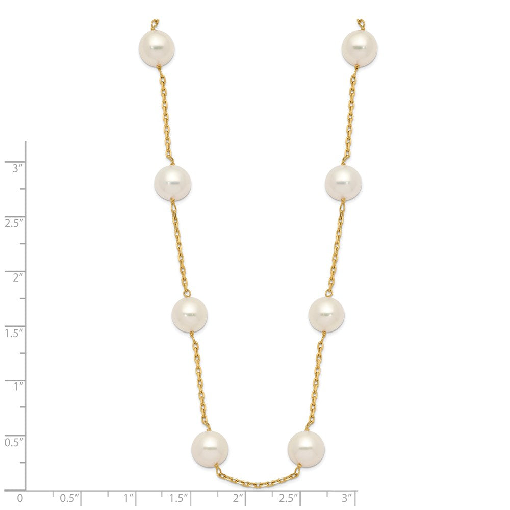 14k 8-9mm White Near-Round Freshwater Cultured Pearl 14-Station 18 inch Necklace