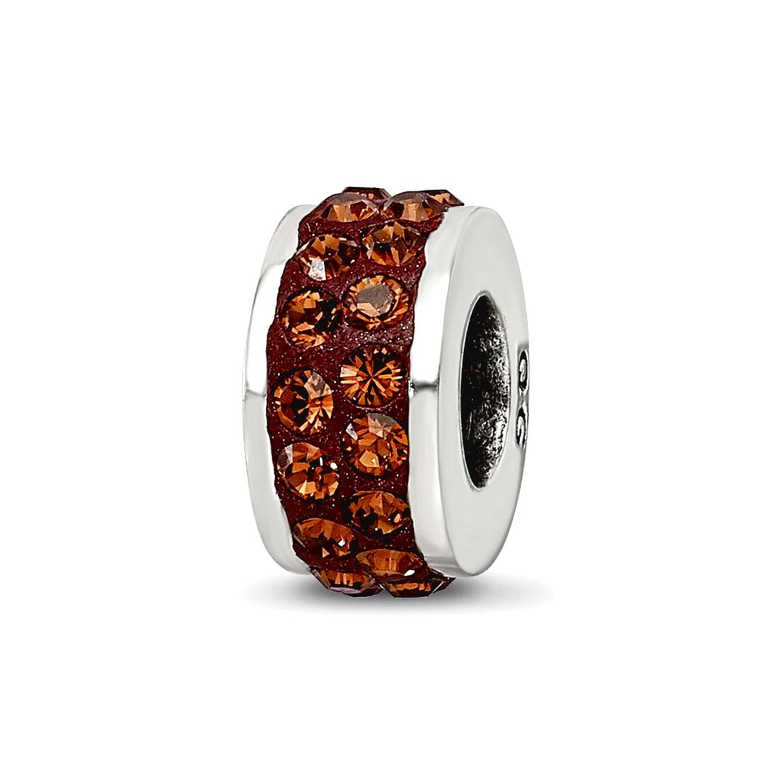 Sterling Silver Reflections Brown Double Row Preciosa Crystal Bead