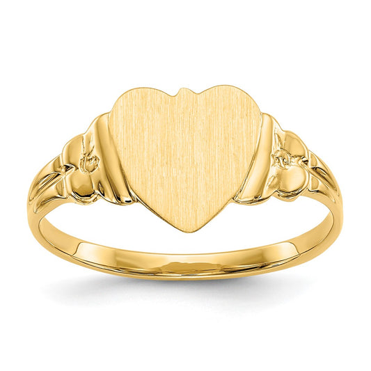 14k 8.0x8.5mm Closed Back Children's Heart Signet Ring Size 5
