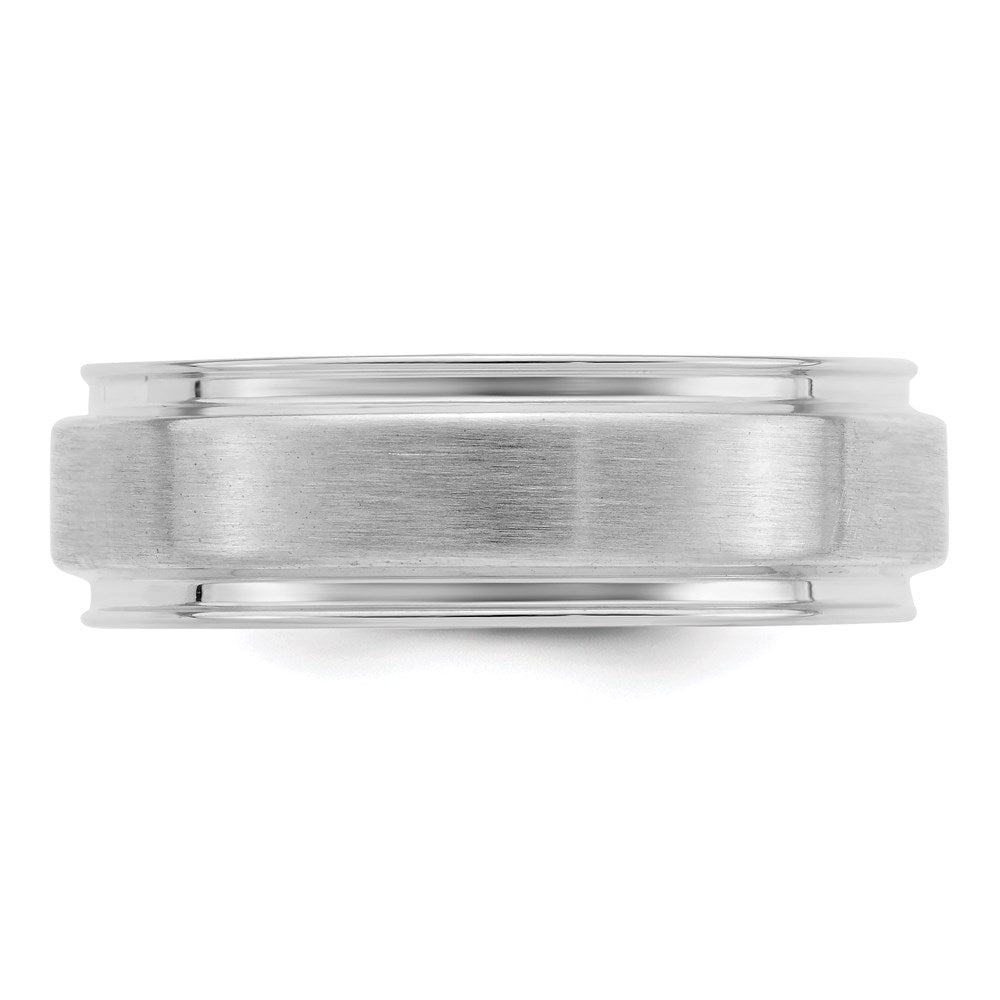 Sterling Silver Rhodium-plated 6mm Brushed Fancy Band Size 9.5