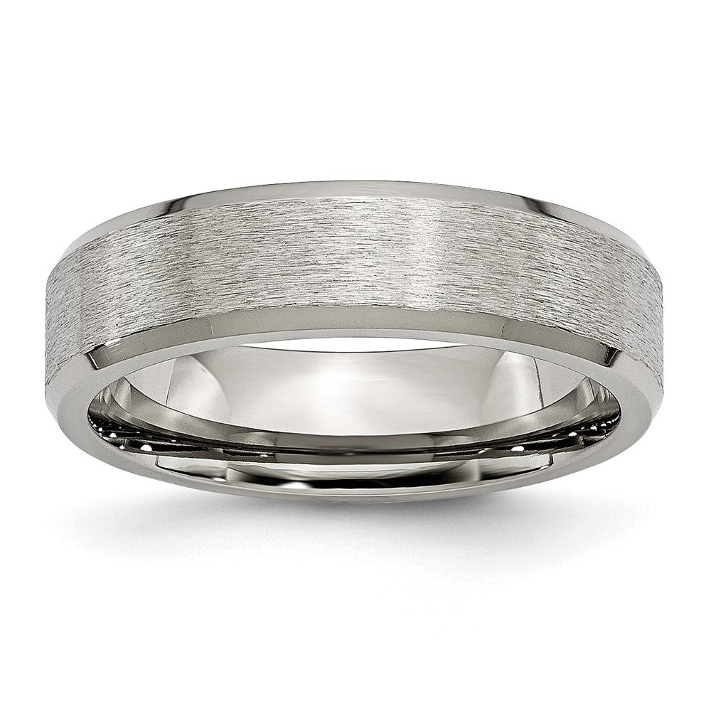 Titanium Brushed Center 6mm Beveled Edge Band Size - 12.5