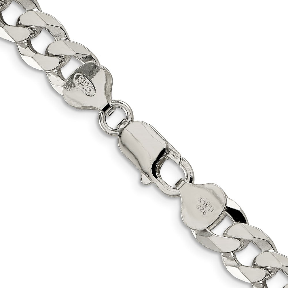 Sterling Silver 8.5mm Beveled Curb Chain 18 Inches