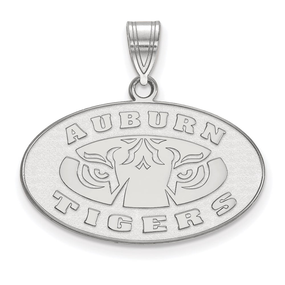 Sterling Silver Rhodium-plated LogoArt Auburn Tigers Medium Pendant Q-SS045AU