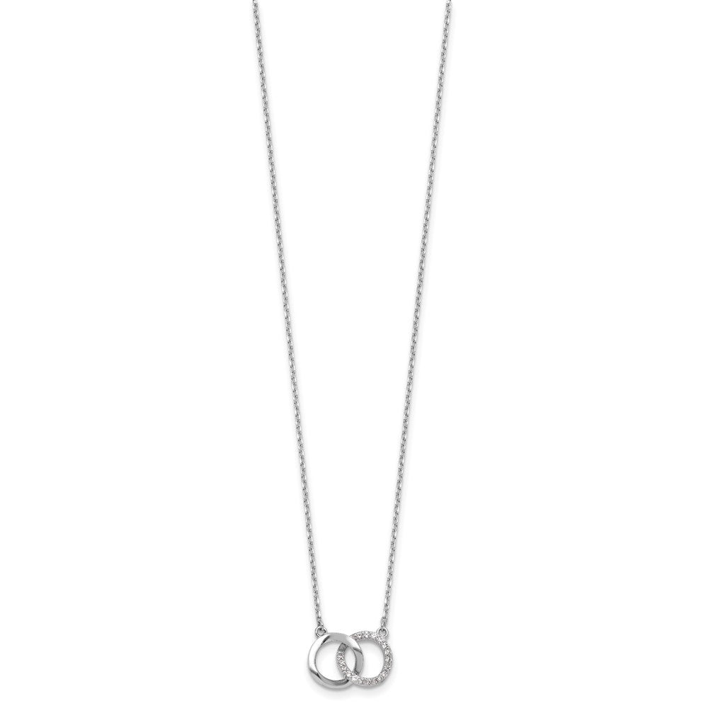 Cheryl M Sterling Silver Rhodium-plated Polished CZ Interlocking Ring Necklace 18 Inches