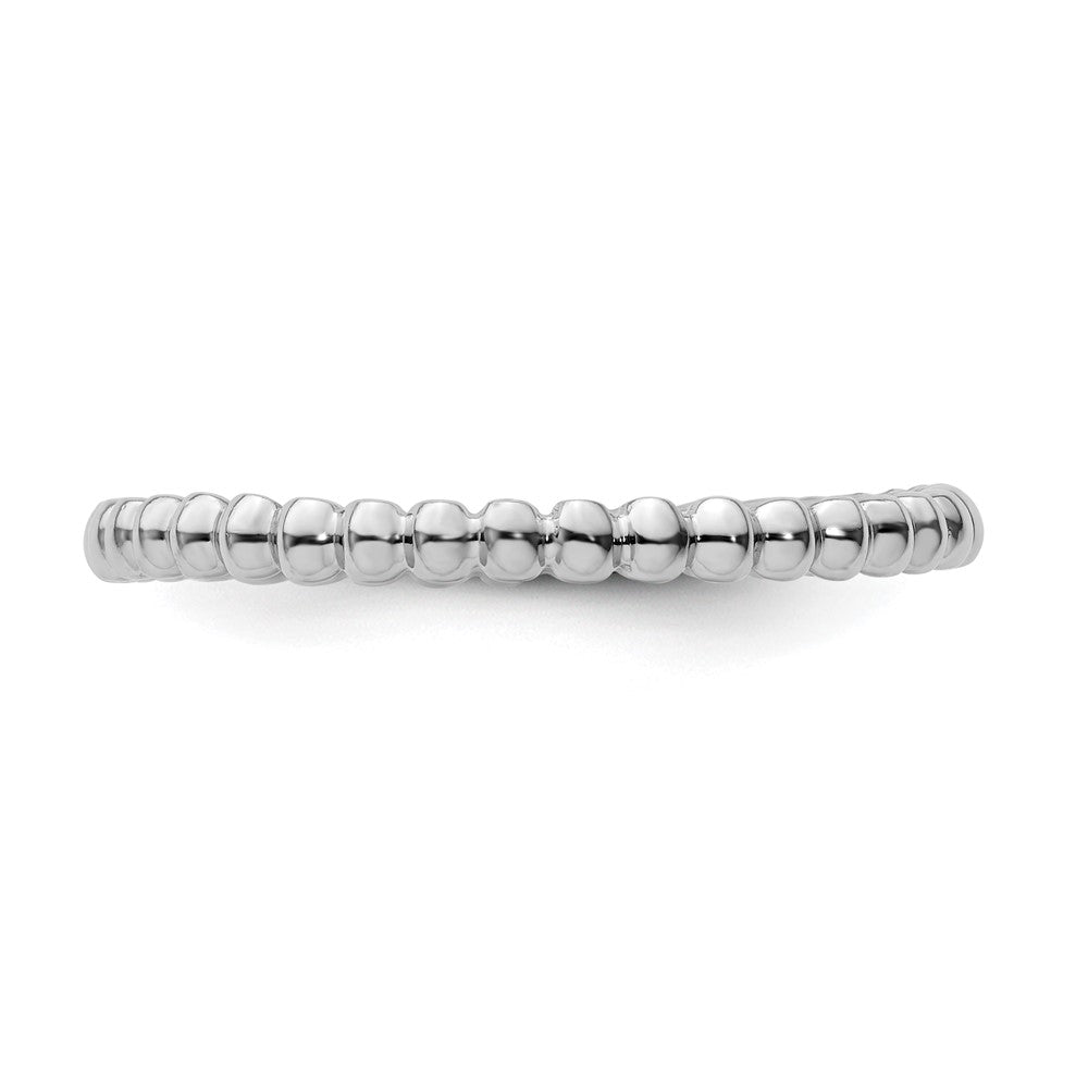 Sterling Silver Stackable Expressions Rhodium Beaded Ring Size -10