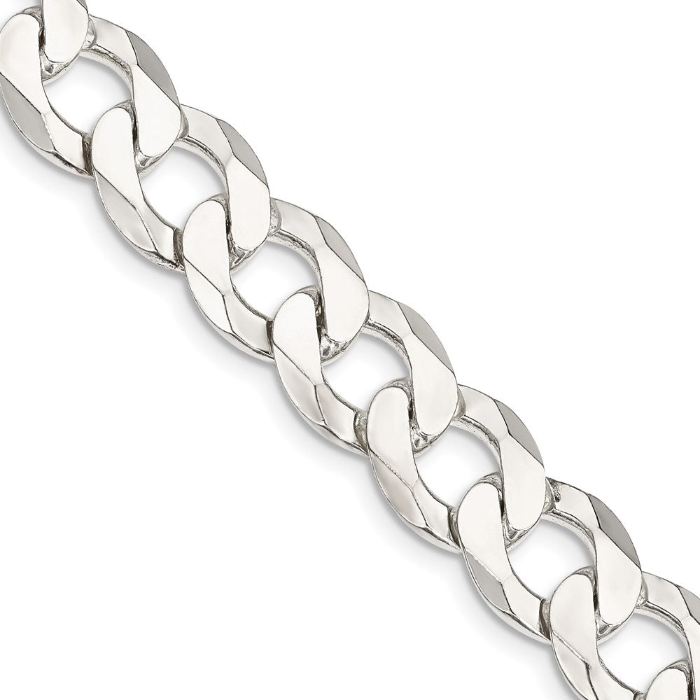 Sterling Silver 11.75mm Flat Curb Chain 22 Inches