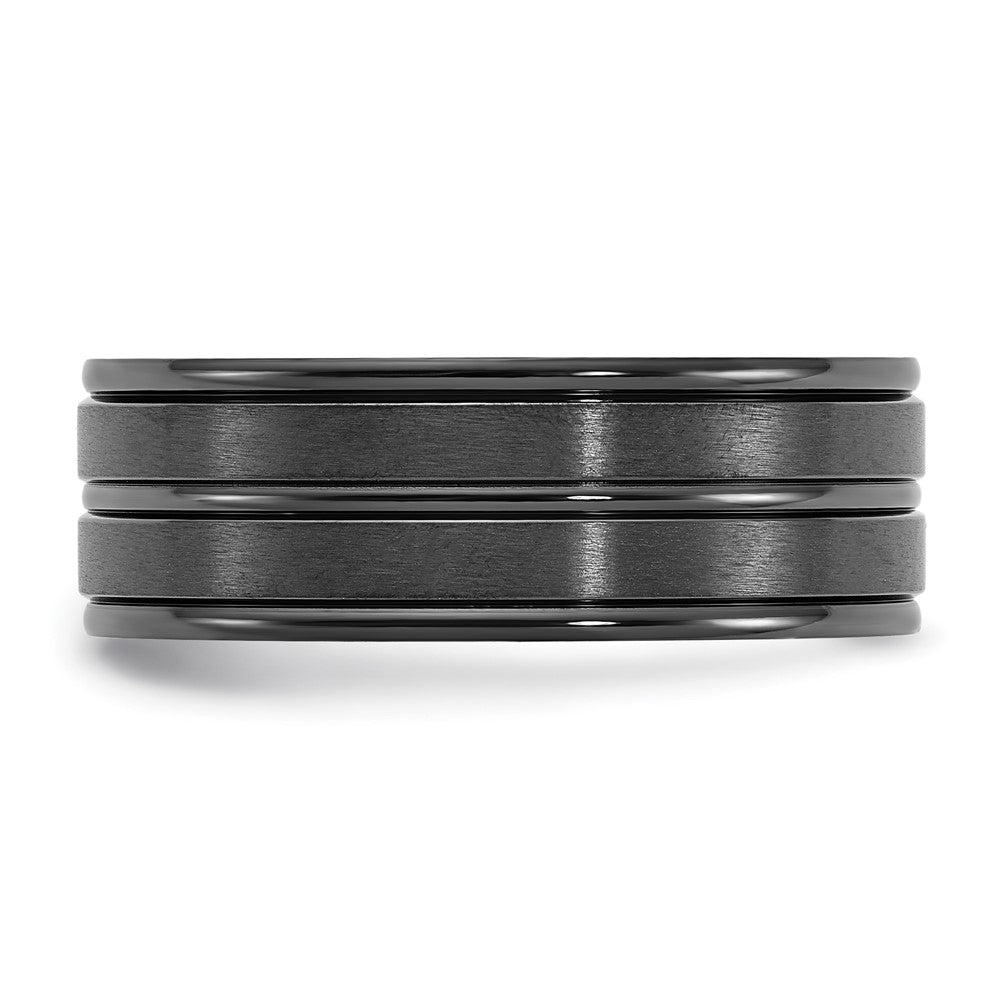 Titanium Black IP-plated Brushed and Polished 8mm Band Size - 9
