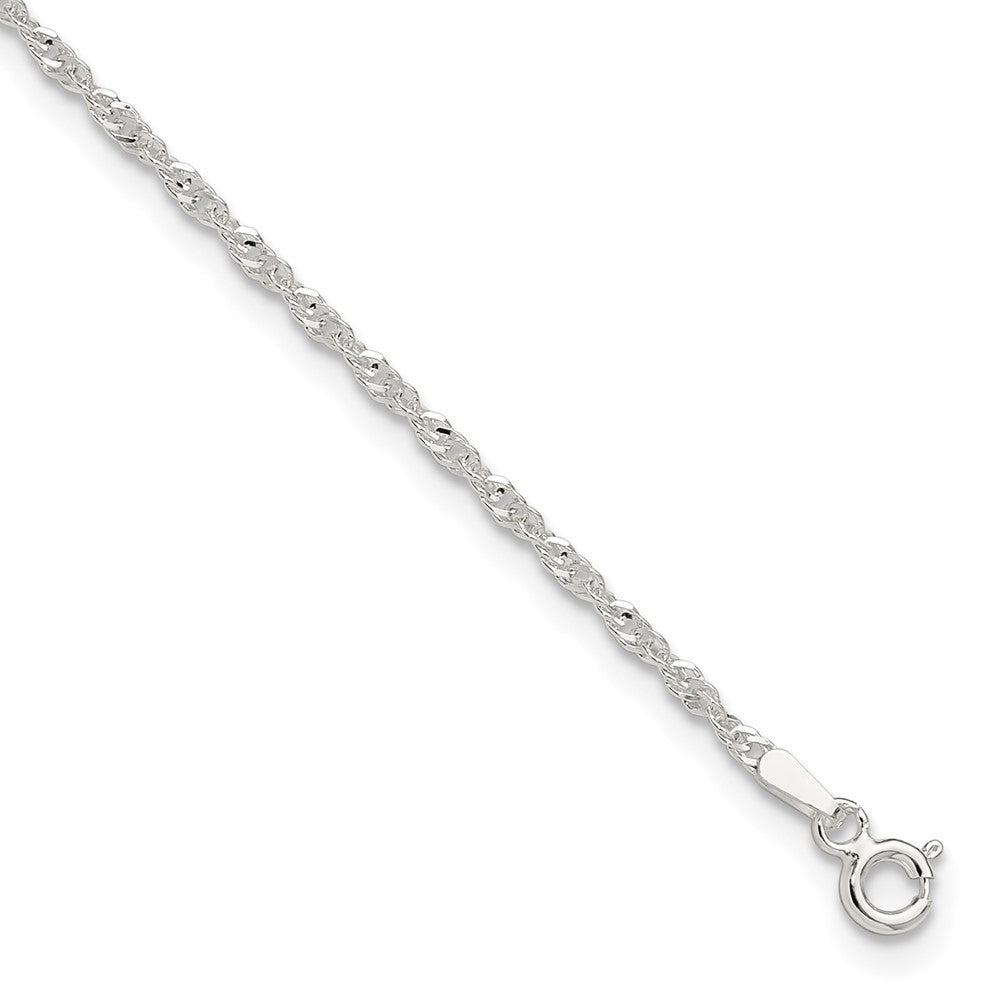 Sterling Silver 9 in Singapore Plus 1in ext. Chain Anklet 9 inches