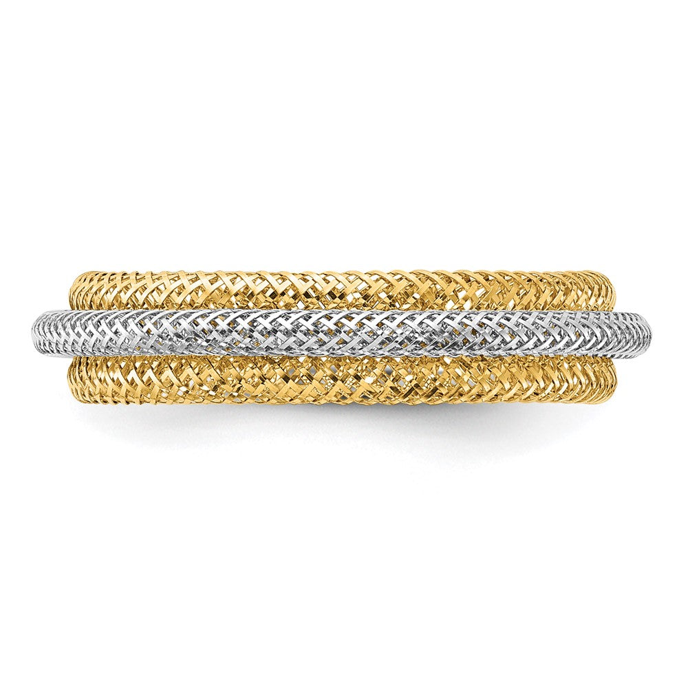 14K w/Rhodium Polished/Textured Stretch Ring