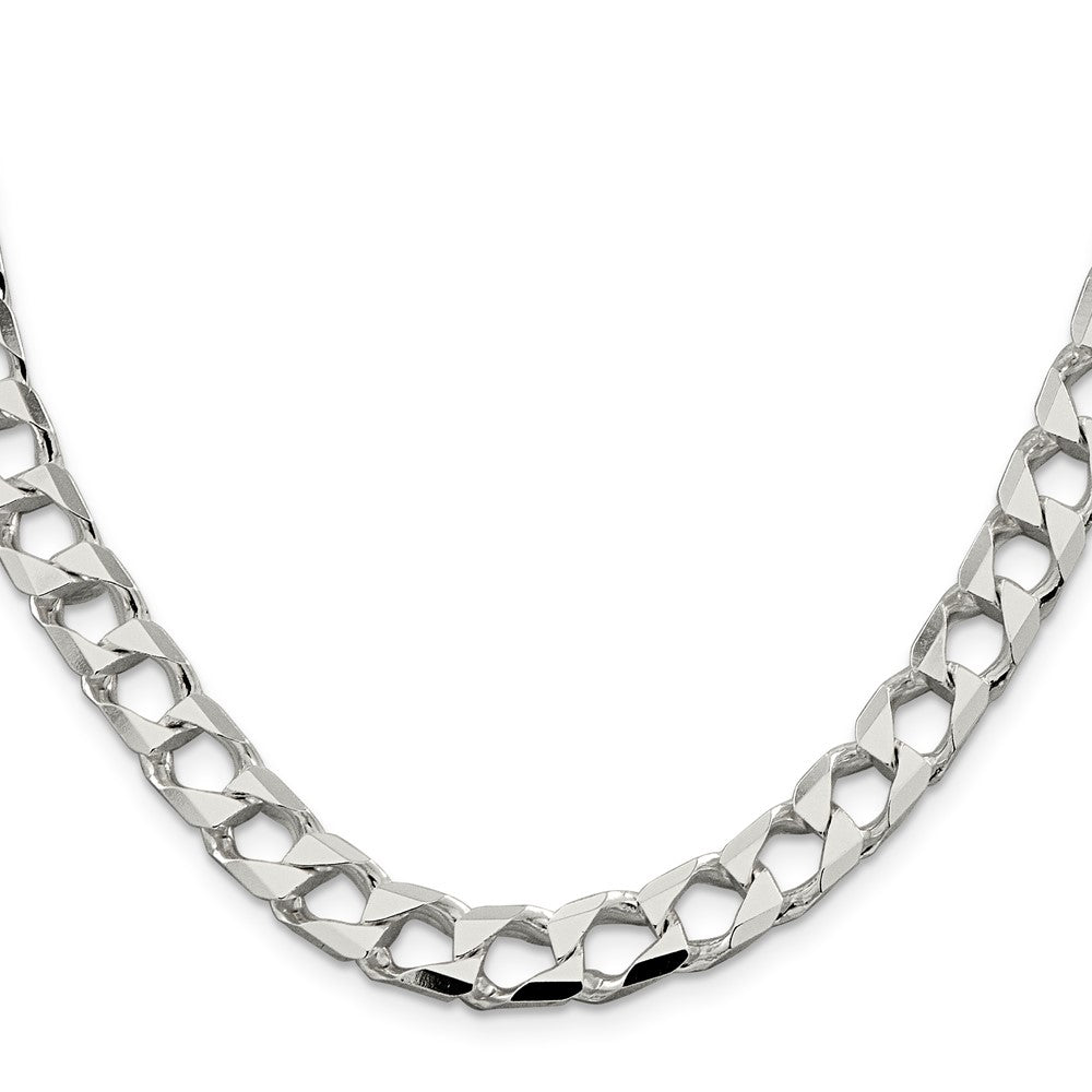 Sterling Silver 8.6mm D/C Square Curb Chain 22 Inches