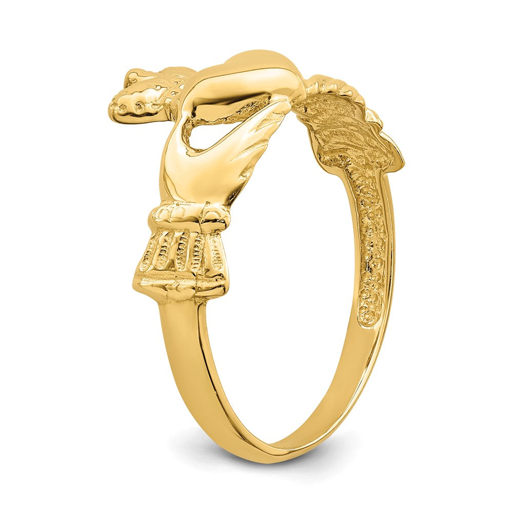 14k Polished Claddagh Ring Size 7