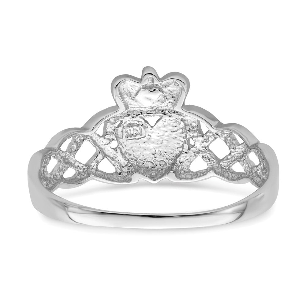 14k White Gold Mens Claddagh Ring Size 9