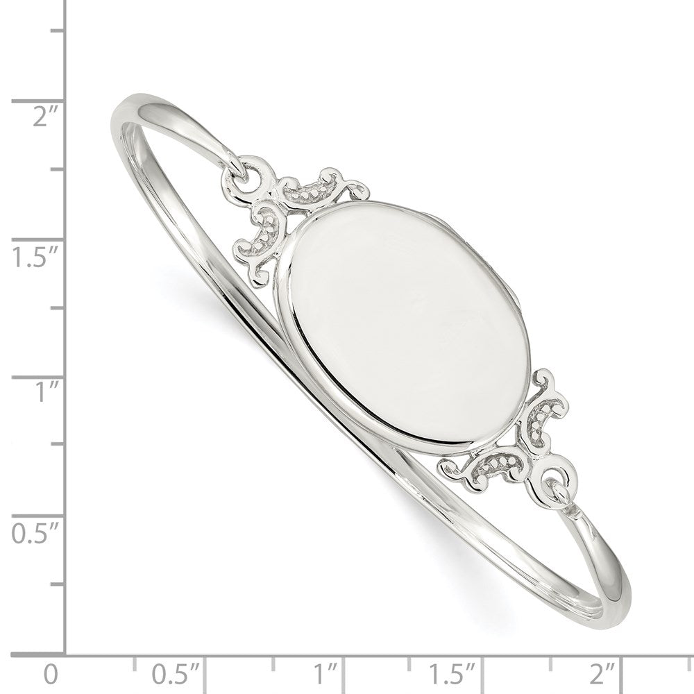 Sterling Silver 26mm Oval Locket Bangle 7 inches