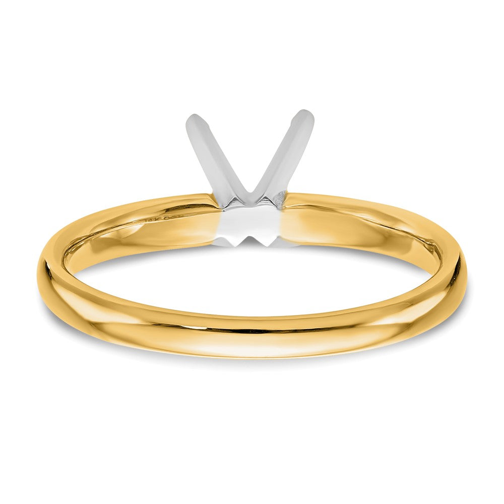 14k Two-Tone 1 carat Lightweight Comfort-Fit 4-Prong Round Solitaire Ring Mounting