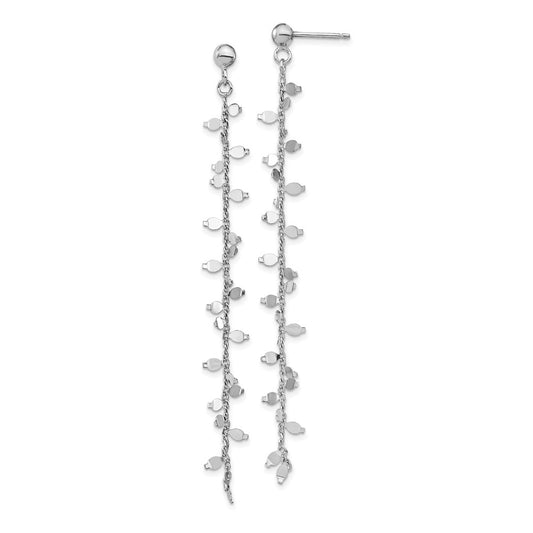 Sterling Silver Rhodium-plated Post Dangle Earrings