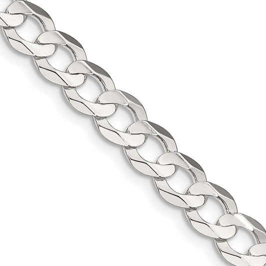 Sterling Silver 6.75mm Concave Beveled Curb Chain 20 Inches
