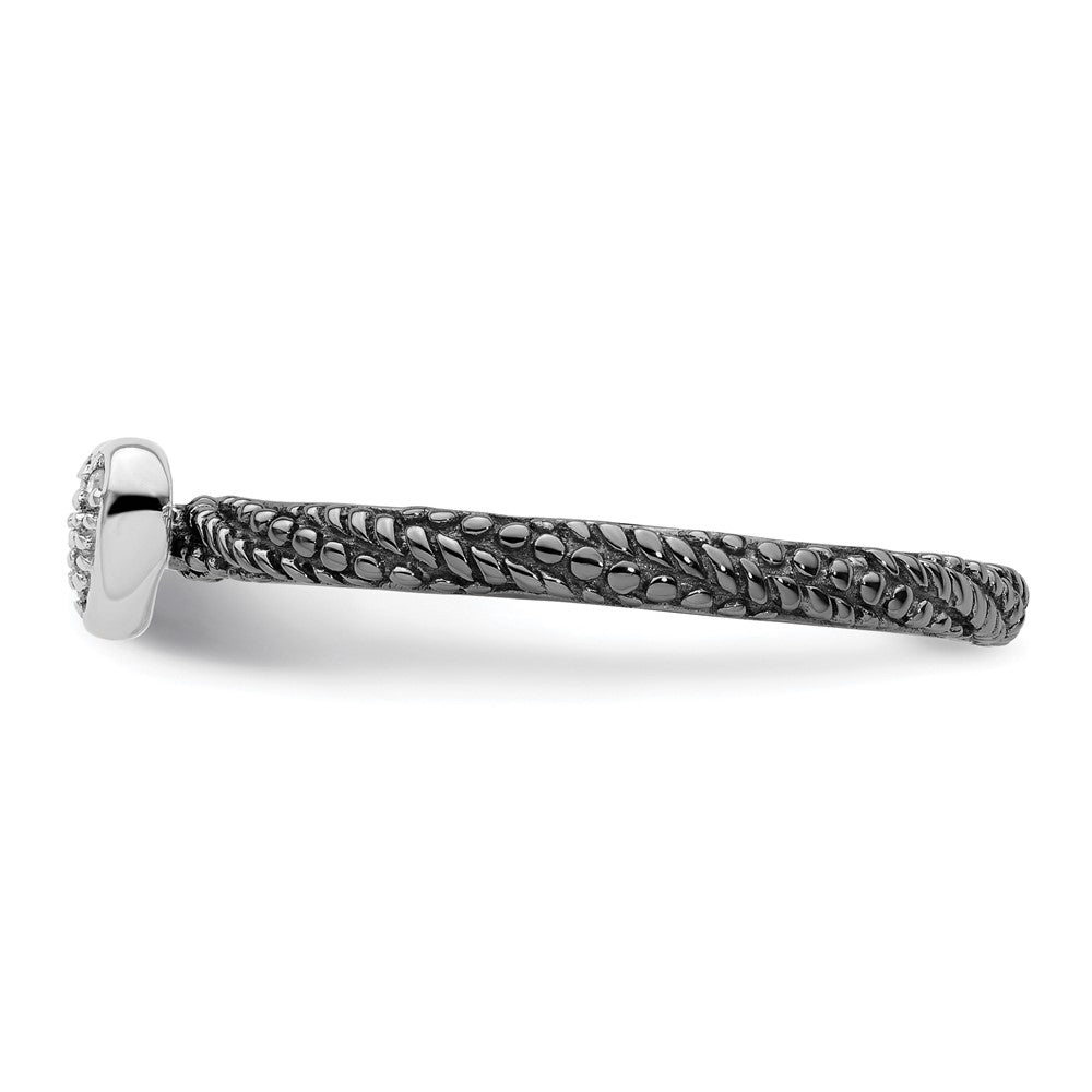 Sterling Silver Diamond Stackable Expressions Ruthenium Plated Heart Ring Size -5