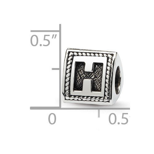Reflection Beads QRS1429H Sterling Silver Letter H Triangle Block Bead