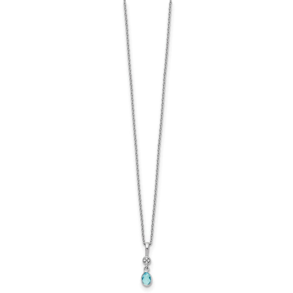 White Ice Sterling Silver Rhodium-plated 18 inch Diamond and Blue Topaz  Necklace with 2 inch Extender