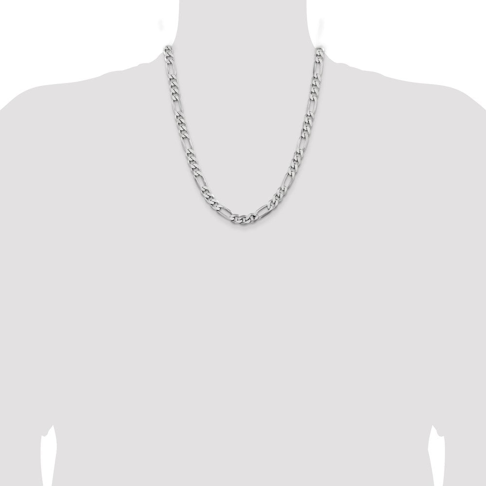 Sterling Silver Rhodium-plated 7.75mm Figaro Chain 22 Inches