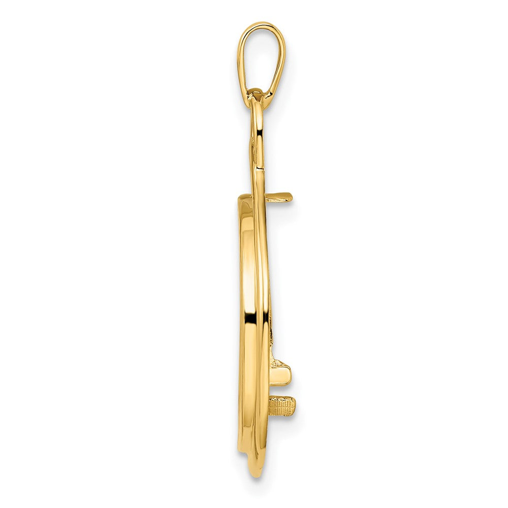 Wideband Distinguished Coin Jewelry 14k Polished Loop and Knot 16.5mm Prong Coin Bezel Pendant