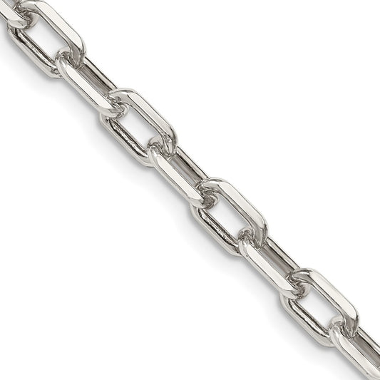 Sterling Silver 5.75mm Diamond-cut Long Link Cable Chain 26 Inches
