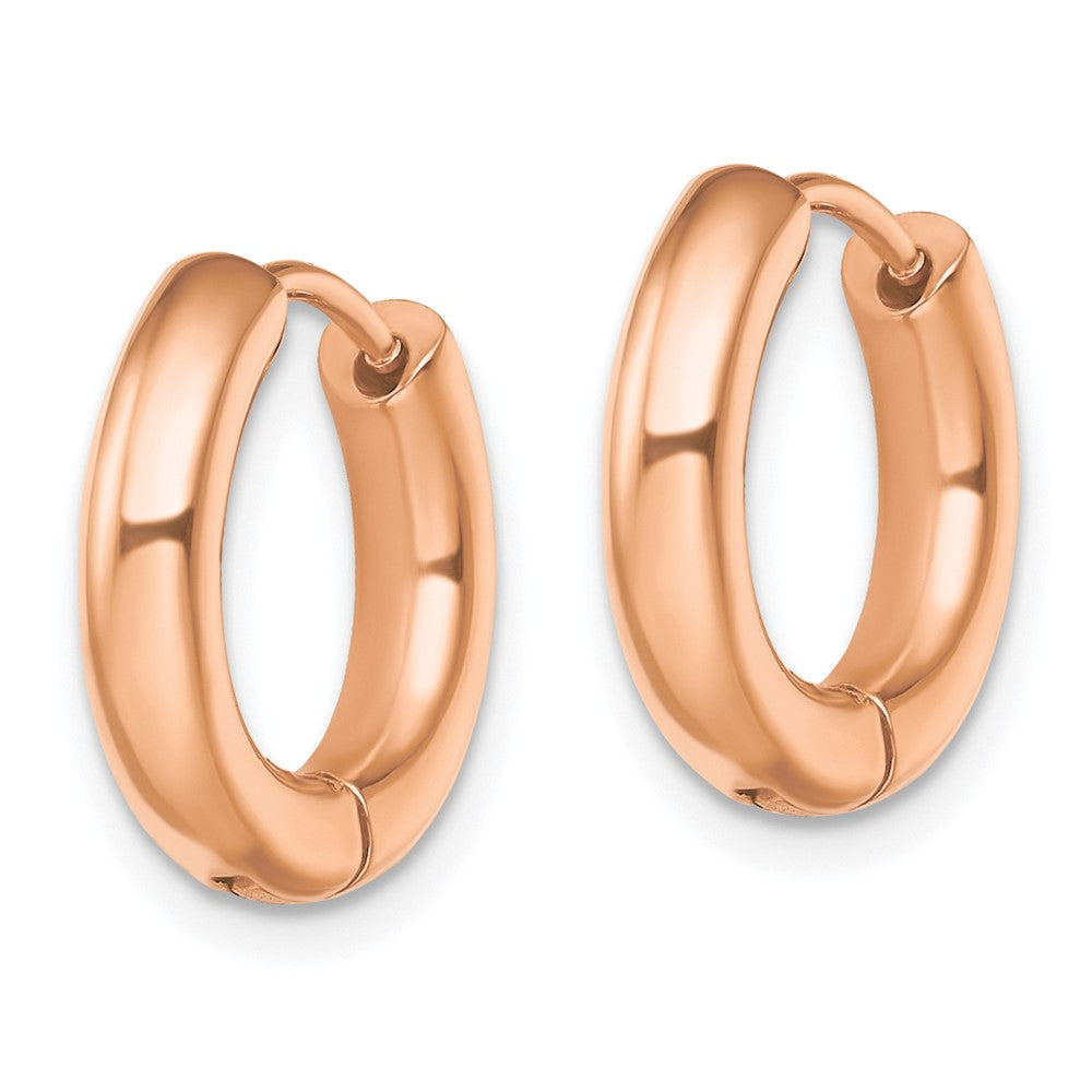 Stainless Steel Polished Rose IP-plated 3.5mm Hinged Hoop Earrings