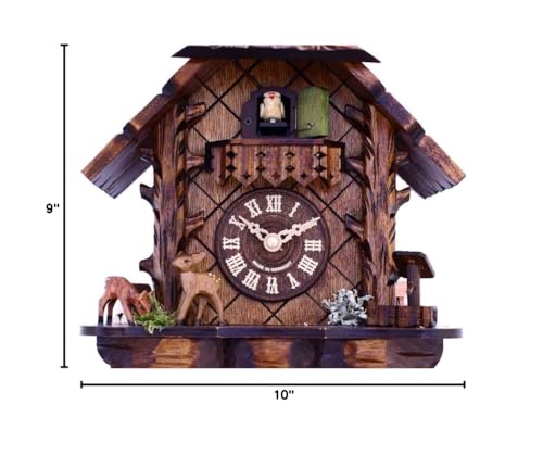 River City Clocks Musical Cuckoo Clock with Hand-carved Case and Feeding Deer