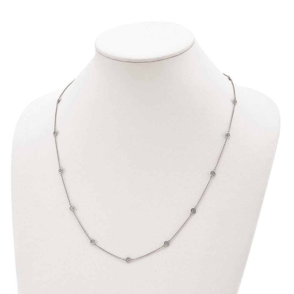 Sterling Shimmer Sterling Silver Rhodium-plated 3mm CZ 15 Stone 15 Station 24 inch Necklace 24 Inches