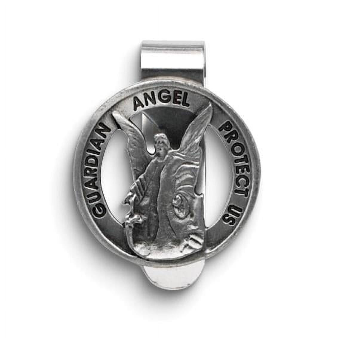 Silver-tone GUARDIAN ANGEL PROTECT US Visor Clip