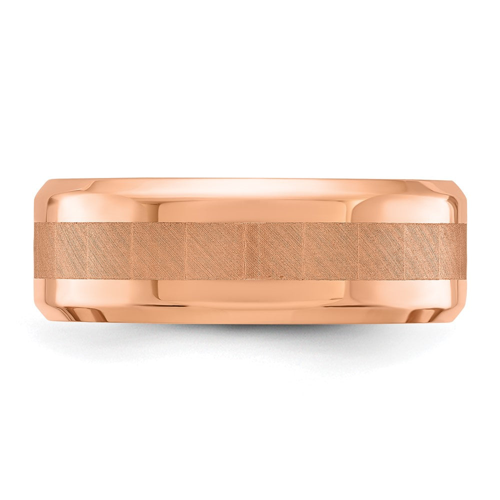 Chisel Titanium Polished Rose IP-plated Brushed Center 8mm Band Size - 9.5