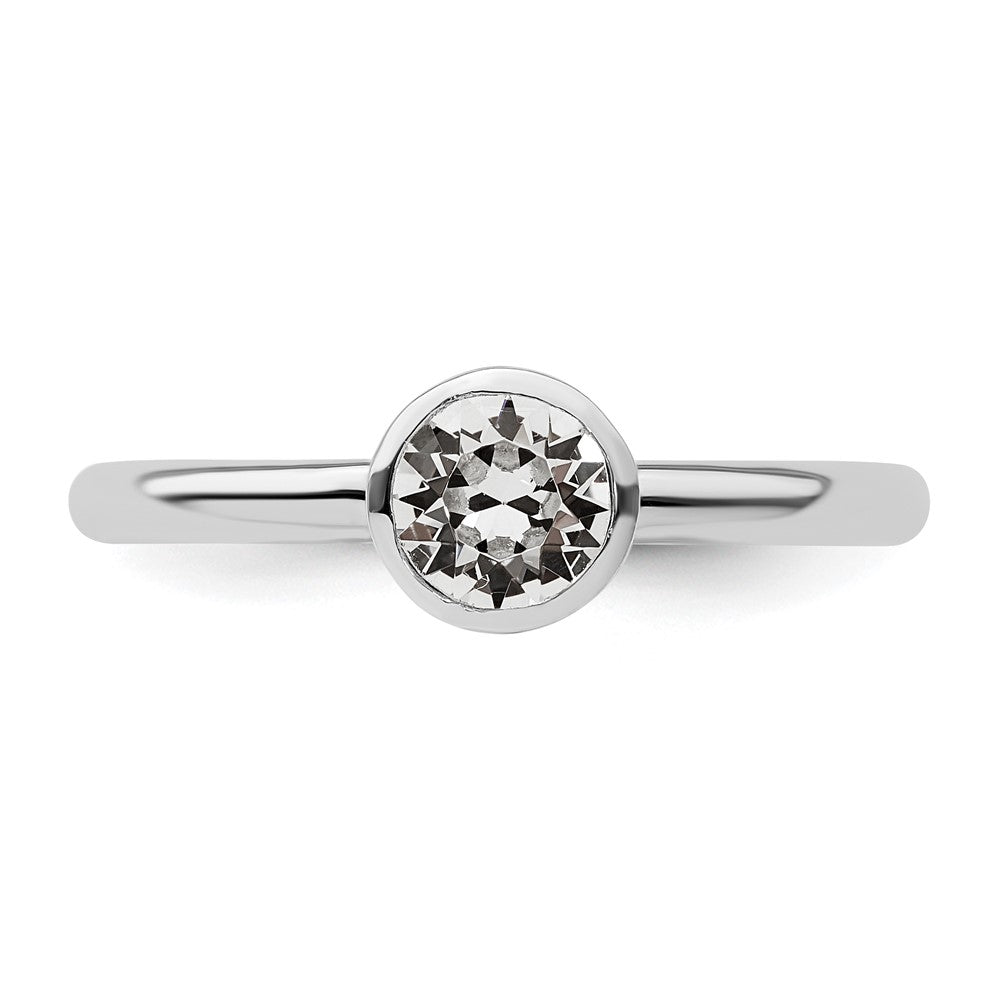 Sterling Silver Stackable Expressions High 5mm April Crystal Ring Size -5