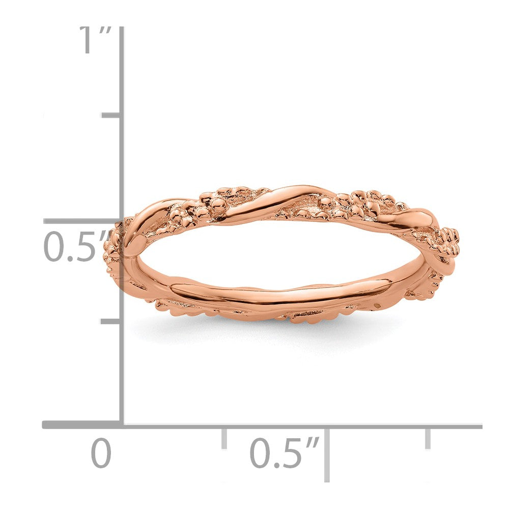 Sterling Silver Stackable Expressions Pink-plated Twist Ring Size -9