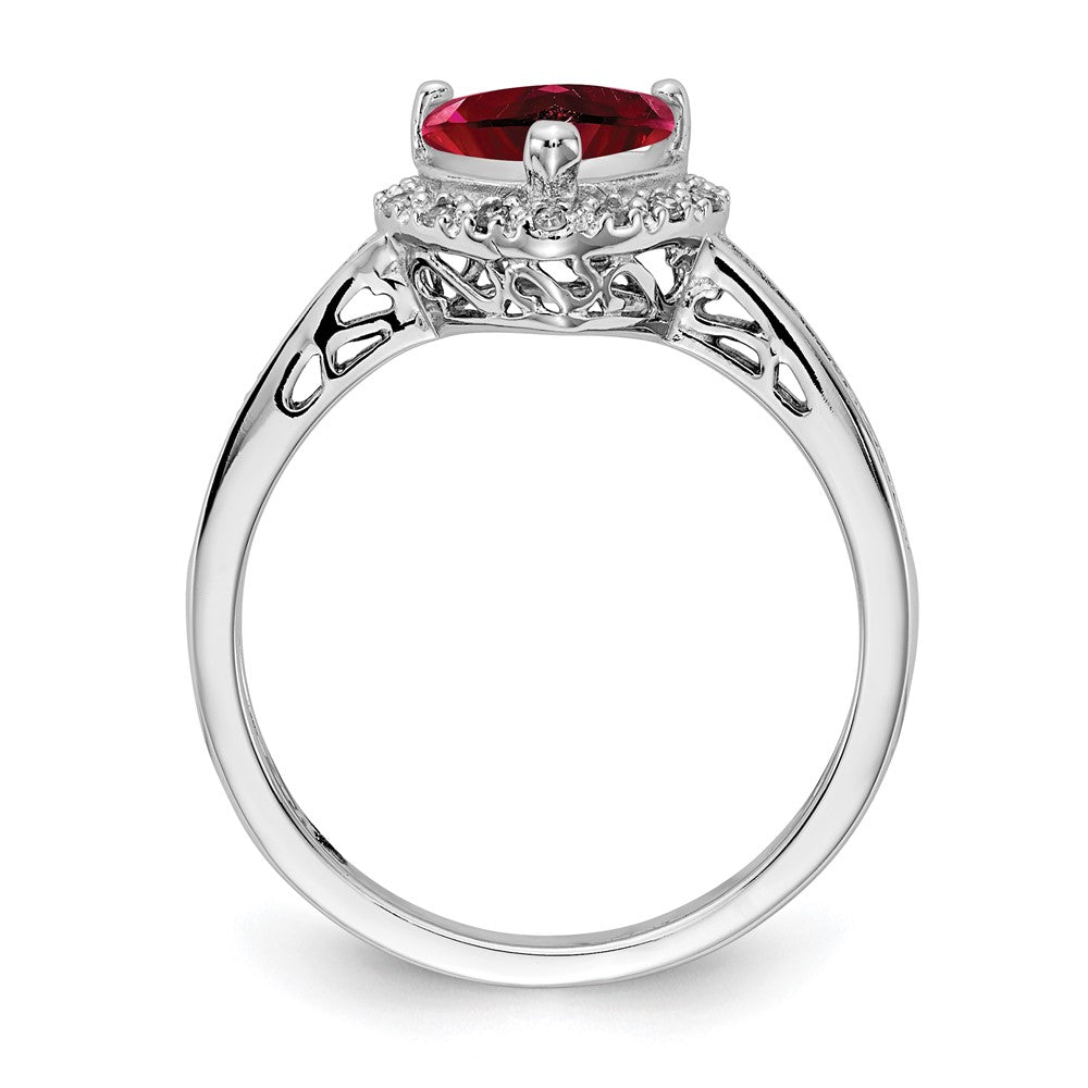 Sterling Silver CR Ruby & Diamond Ring