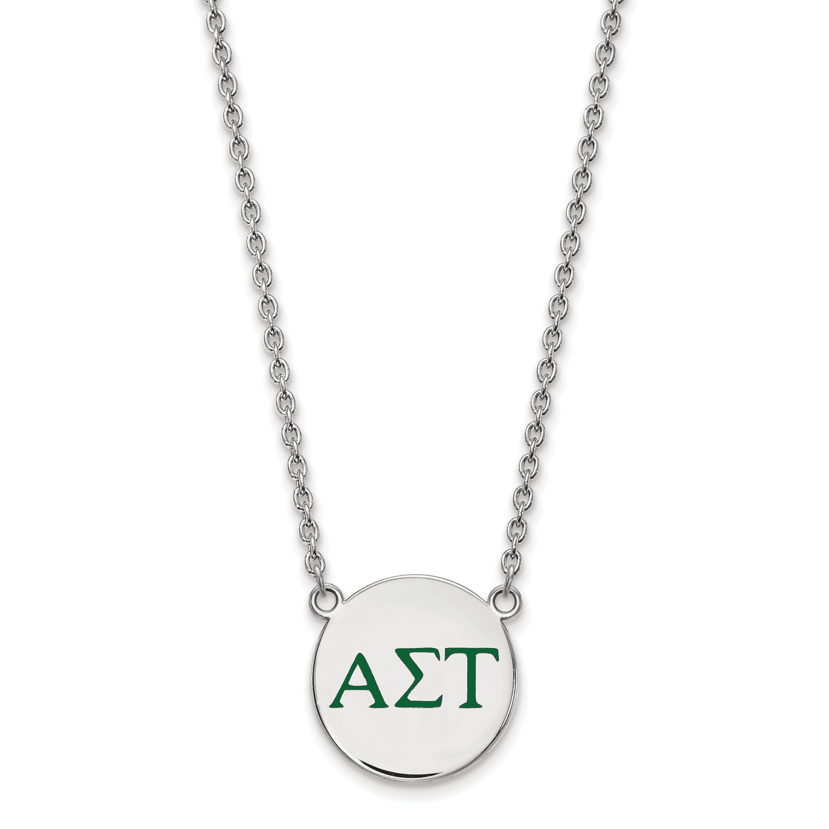LogoArt Sterling Silver Alpha Sigma Tau Small Enameled Pendant Necklace With 18 Inch