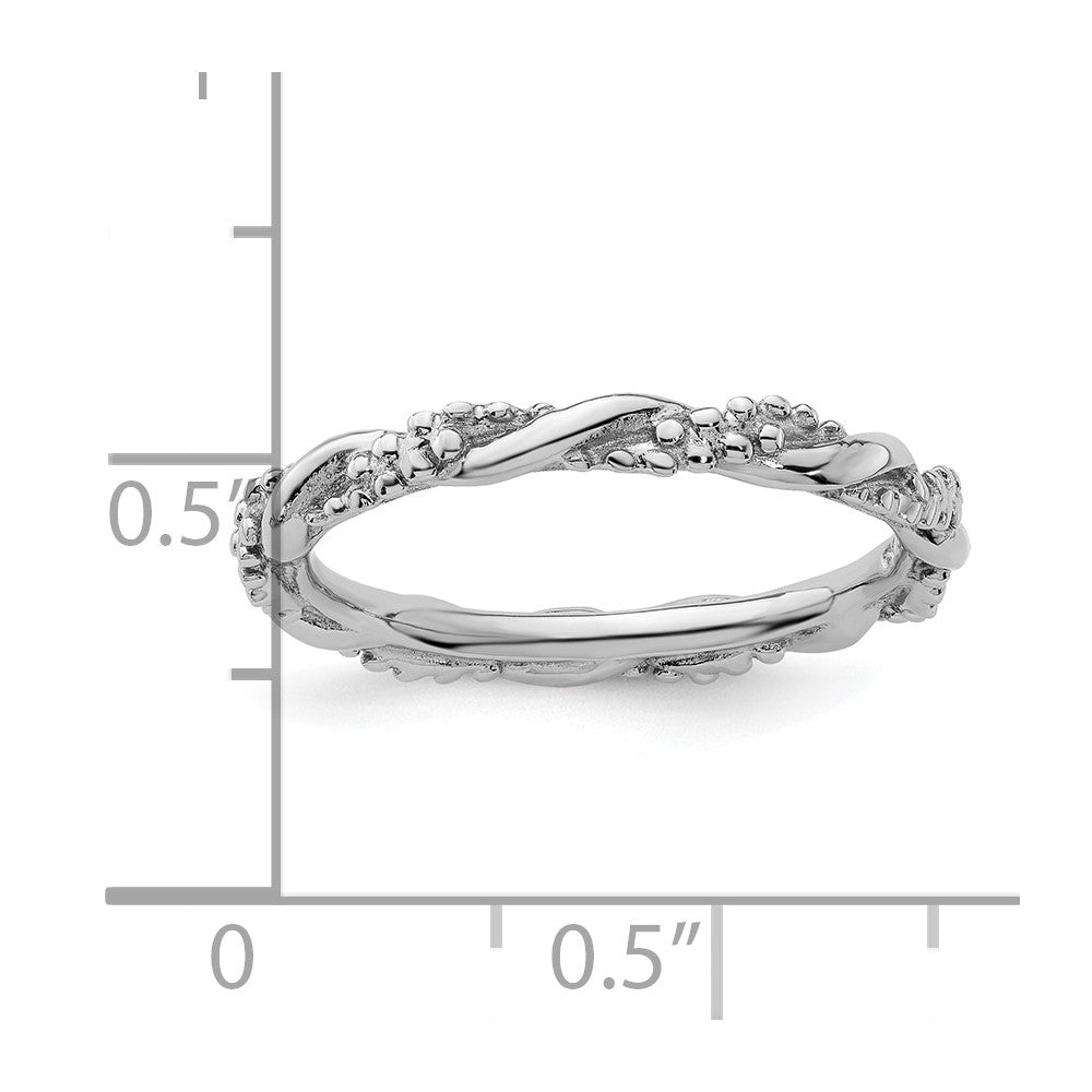 Sterling Silver Stackable Expressions Rhodium Twist Ring Size -10