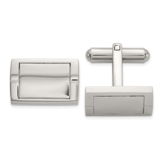 Chisel Stainless Steel Polished Rectangle Cuff Links
