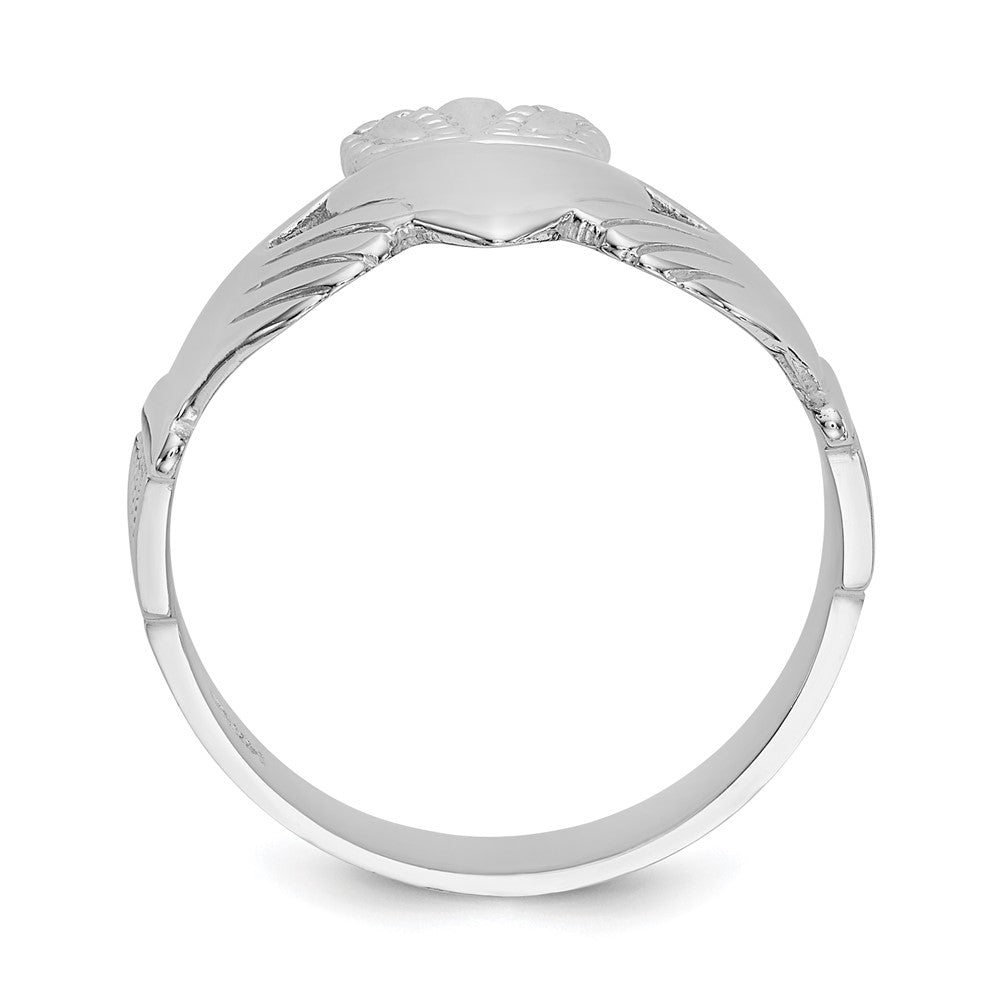 14k White Gold Men's Claddagh Ring Size 9