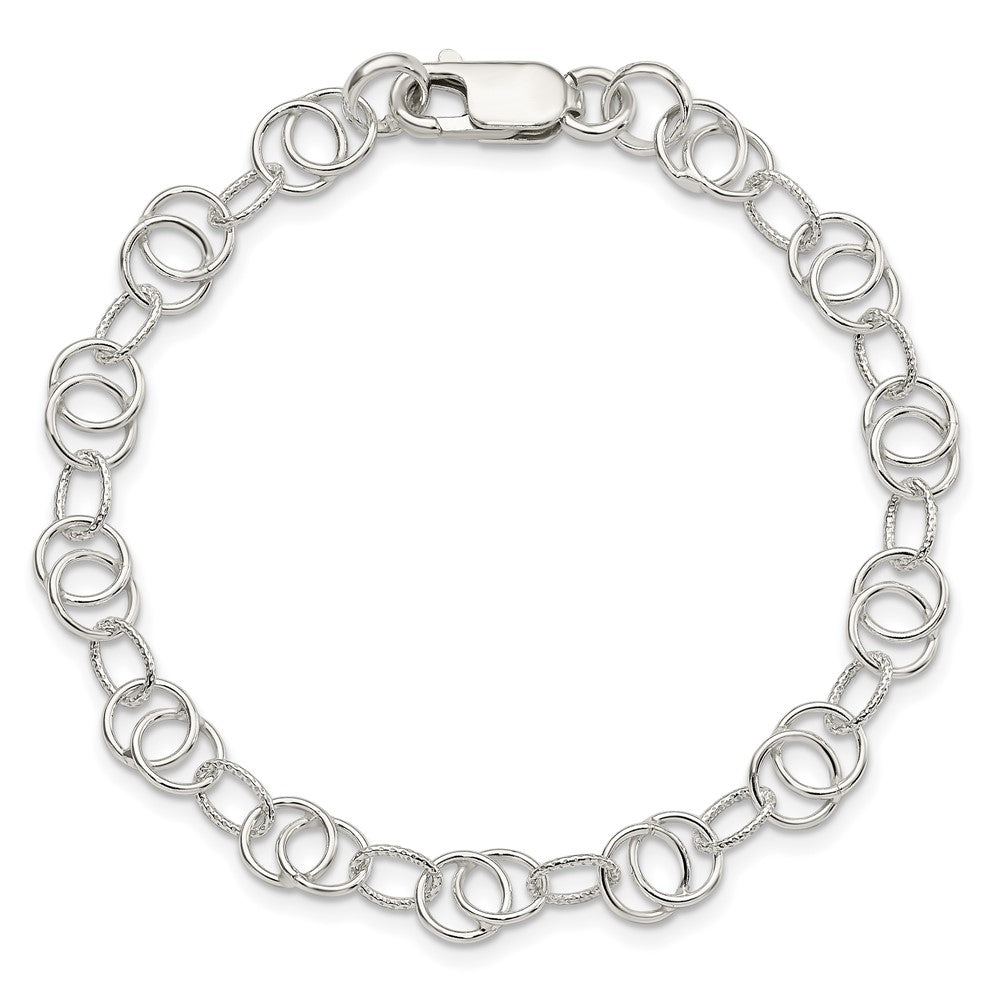 Sterling Silver Polished and Textured Fancy Bracelet 7.5 inches