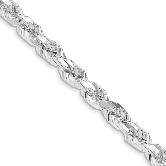 Sterling Silver Rhodium-plated 6.5mm Diamond-cut Rope Chain 20 Inches