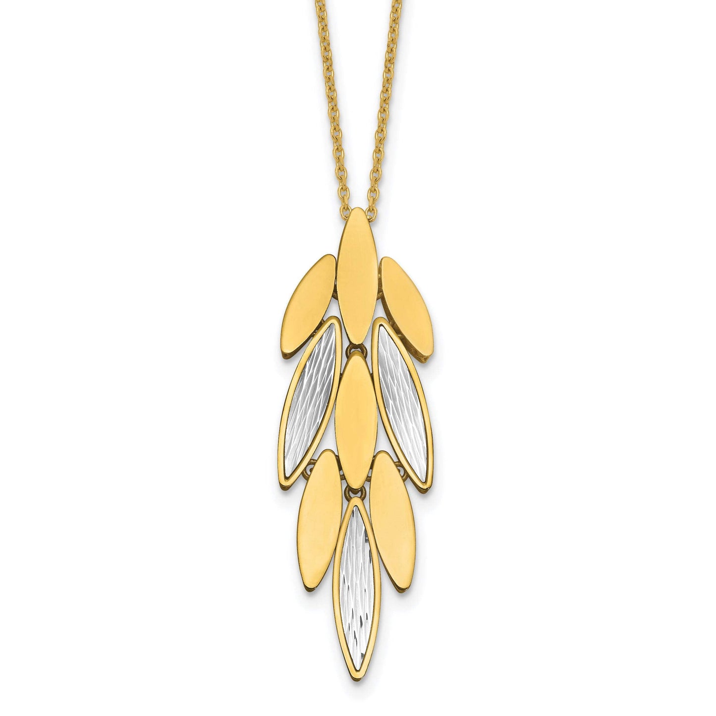 14K Two-tone Polished/Dia-cut Fancy w/1in ext. Necklace
