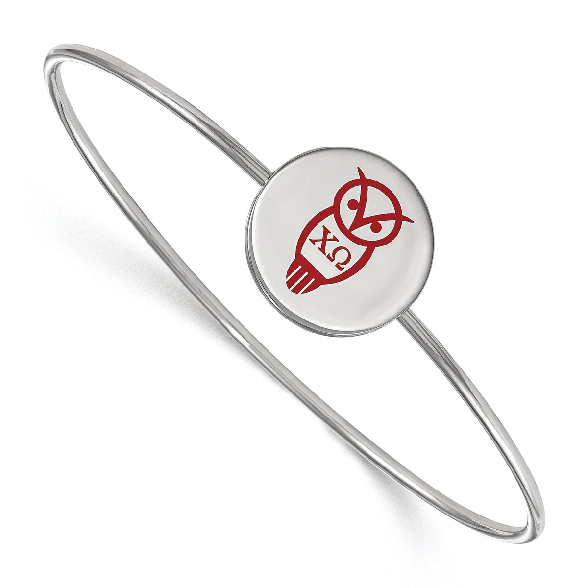 Sterling Silver Official Licensed Greek Sororities 7in Chi Omega (??) Enameled Slip-on Bangle