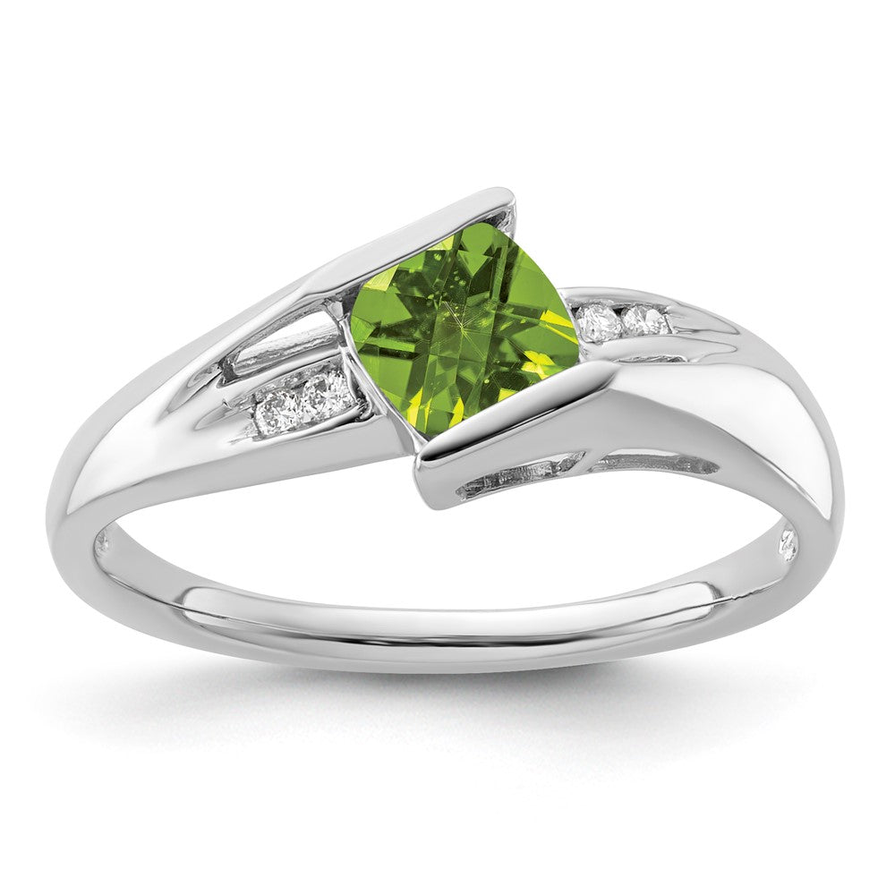 Sterling Silver Peridot & Diamond Ring